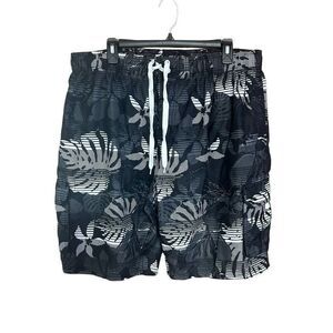 Kanu Surf XXL Swim Trunks Black White Tropical Print